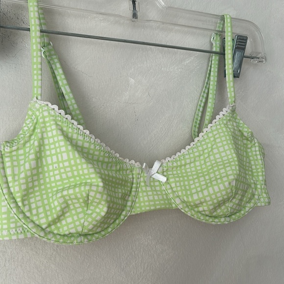 Solid & Striped The Daphne Gingham Underwire Bikini Top green size small - Picture 3 of 9